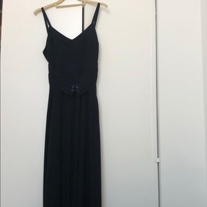 wayf black jumpsuit with lace up belt